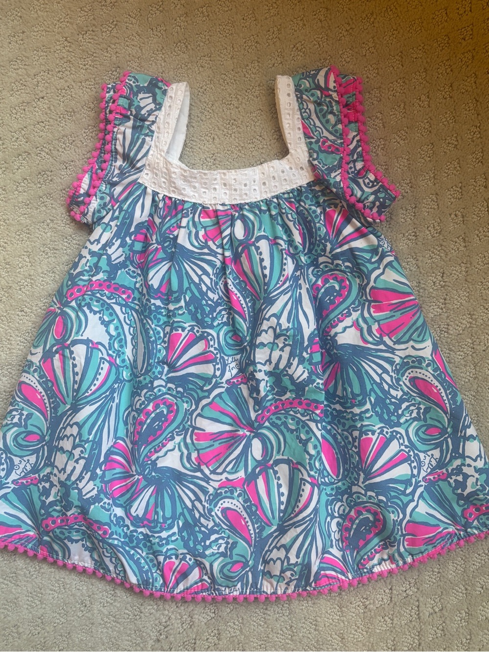 Lilly Pulitzer for Target Girls' White Top with Teal & Pink Paisley Print